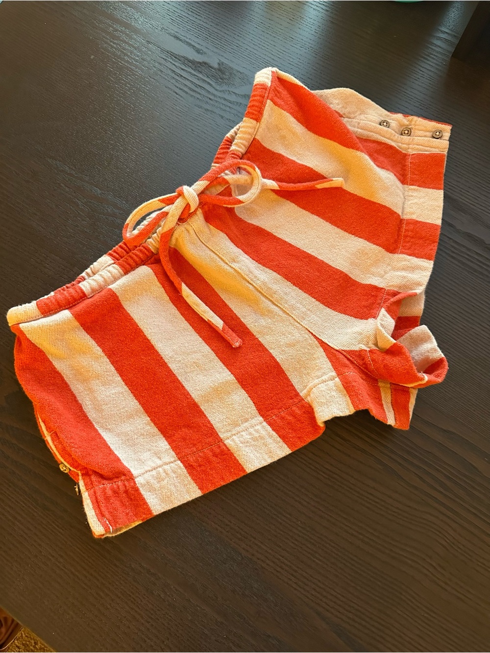 Free People Orange & White Striped Terry Drawstring Shorts